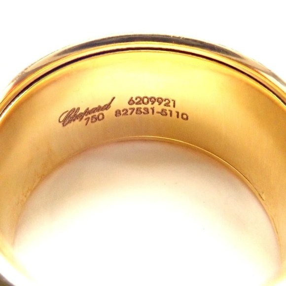 Chopard Chopardissimo 18k Yellow Gold Pave Diamond Signature Band Ring Box Paper - Picture 4 of 10